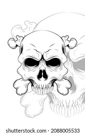 Skull with bone vector illustration