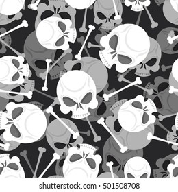 Skull and Bones 3D pattern. Skeleton ornament. Death texture
