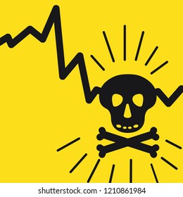 skull with bones black icon danger hight voltage on yellow background plot damage