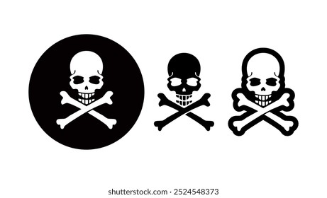 skull and bones, black isolated silhouette