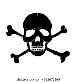 Skull and Bones of Black on a White Background. Vector Illustration.