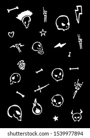 skull and bones collection set vector illustration