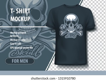 Skull and Bones and cool inscription .T-Shirt template