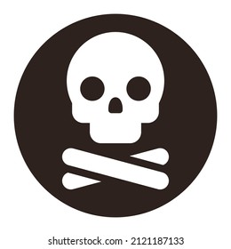 Skull and bones. Crossbones and death skull, danger or poison icon isolated on white background