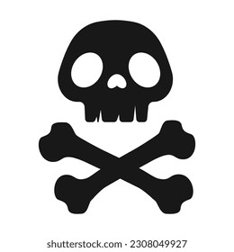 Skull and bones, danger sign, vector illustration