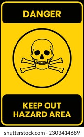 Skull and bones danger warning sign