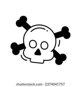 Skull and bones doodle Icon Design illustration. Science and Technology Symbol on White background EPS 10 File