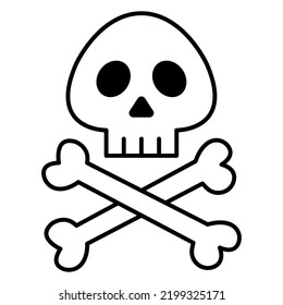 Skull and bones doodle icon. Halloween concept.