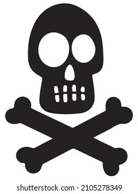 Skull and bones Doodle icon Sketch drawing. Vector black white hand drawn illustration