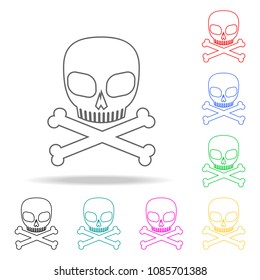 skull and Bones . Elements of human death in multi colored icons. Premium quality graphic design icon. Simple icon for websites, web design, mobile app, info graphics on white background