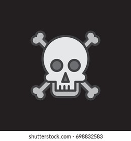 Skull and bones filled outline icon, line vector sign, linear pictogram. Poison symbol, logo illustration. Pixel perfect vector graphics