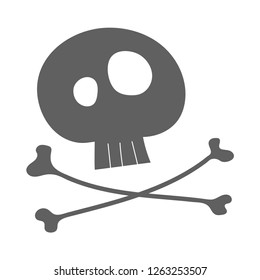 Skull and Bones Flat Icon Isolated on White Background. Vector Illustration.