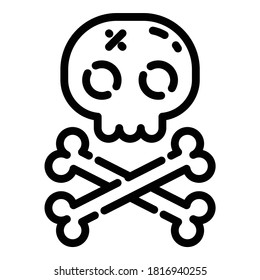 Skull And Bones Flat Icon Isolated On White Background