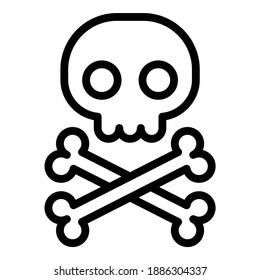 Skull And Bones Flat Icon Isolated On White Background