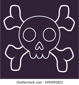 Skull And Bones Flat Vector Logo