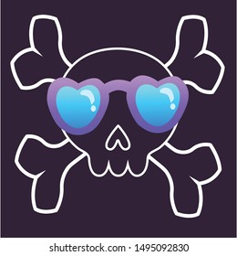 Skull And Bones Flat Vector Logo