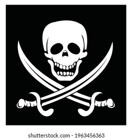 Skull And Bones Flat Vector Logo