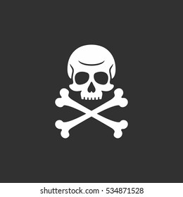Skull And Bones Flat Vector Logo