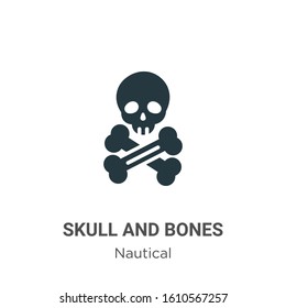 Skull and bones glyph icon vector on white background. Flat vector skull and bones icon symbol sign from modern nautical collection for mobile concept and web apps design.