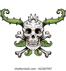 Skull Bones Green Spikes Made Vector Stock Vector (Royalty Free ...