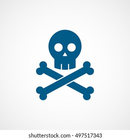 Skull And Bones Halloween Concept Blue Flat Icon On White Background