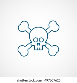 Skull And Bones Halloween Concept Blue Line Icon On White Background