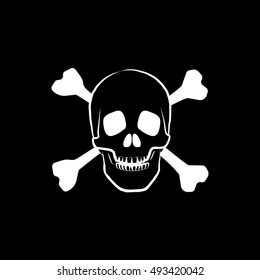 Skull And Bones Halloween Concept Flat Icon On Black Background