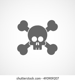 Skull And Bones Halloween Concept Flat Icon On White Background