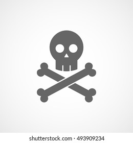 Skull And Bones Halloween Concept Flat Icon On White Background