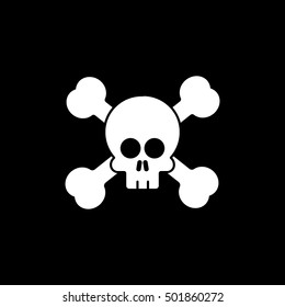 Skull And Bones Halloween Concept Flat Icon On Black Background