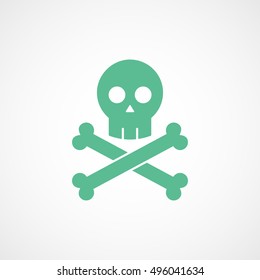 Skull And Bones Halloween Concept Green Flat Icon On White Background 