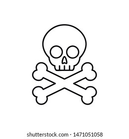 Skull And Bones Halloween Concept Line Icon On White Background