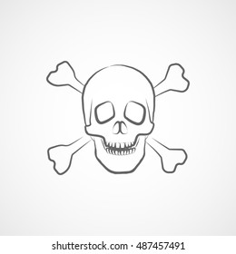 Skull And Bones Halloween Concept Line Icon On White Background