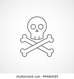 Skull And Bones Halloween Concept Line Icon On White Background