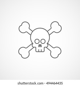 Skull And Bones Halloween Concept Line Icon On White Background