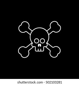 Skull And Bones Halloween Concept Line Icon On Black Background