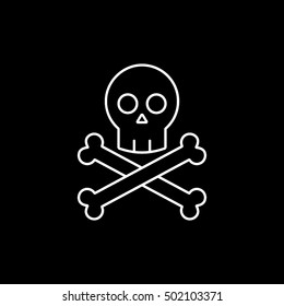Skull And Bones Halloween Concept Line Icon On Black Background