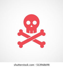 Skull And Bones Halloween Concept Red Flat Icon On White Background
