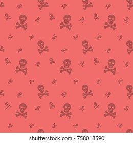 Skull And Bones Halloween Holiday Seamless Silhouette Pattern Background