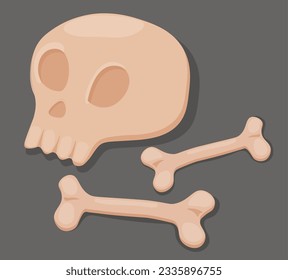 skull and bones, halloween icons, cartoon, vector illustration.