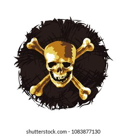 Skull with bones. halloween. Pirates. Vector illustration.