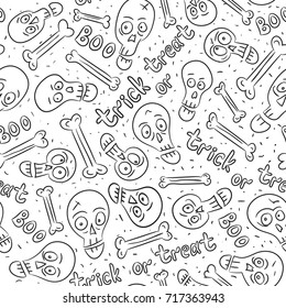 skull and bones halloween seamless vector background