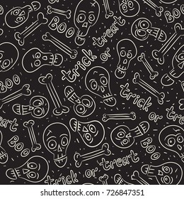 skull and bones halloween seamless vector background