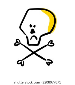 Skull and bones hand drawn sketch in doodle style. Vector illustration.