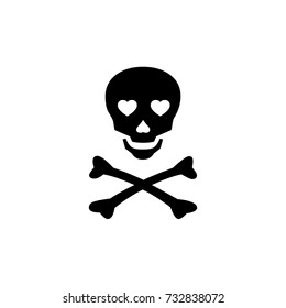 Skull and bones with heart icon