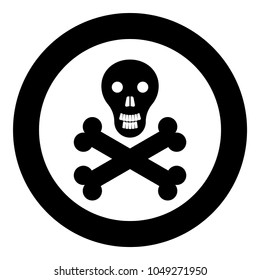 Skull and bones  icon black color in circle