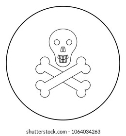 Skull and bones  icon black color in circle or round vector illustration
