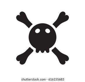 Skull and Bones Icon Black Isolated on white