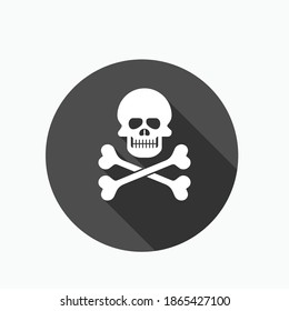Skull and Bones Icon. Crossbones Symbol - Vector, Sign for Design, Presentation, Website or Apps Elements.
