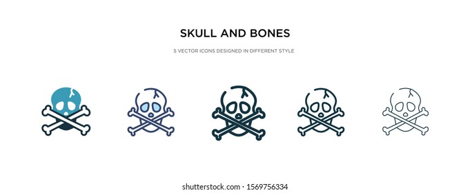 skull and bones icon in different style vector illustration. two colored and black skull and bones vector icons designed in filled, outline, line stroke style can be used for web, mobile, ui